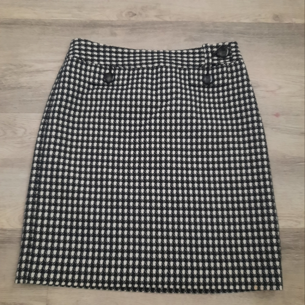 Ann Taylor Houndstooth Wool Blend Skirt